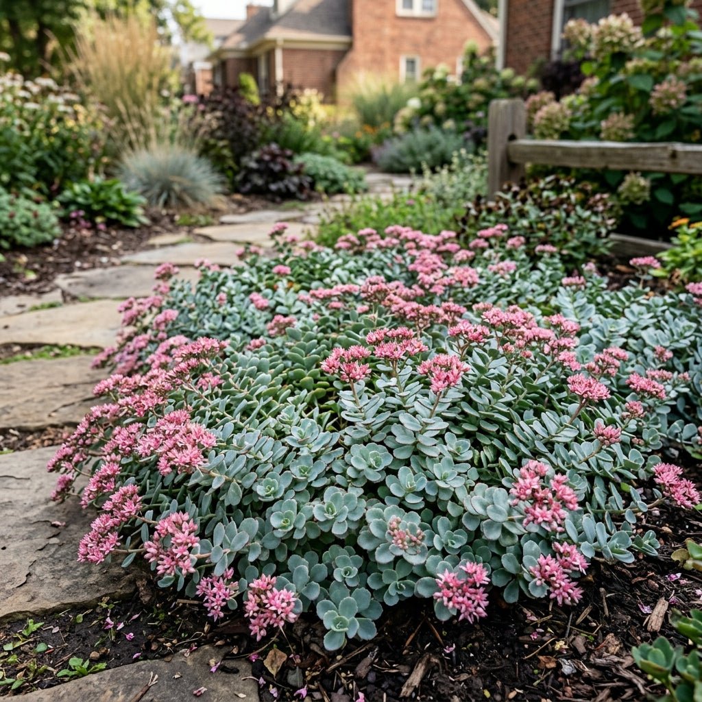 Steel the Show Sedum (Sedum 'Steel the Show'), a perennial featuring pink flowers and perennial.