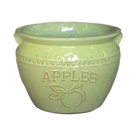 Vintage Pottery Green 14 Inch Apple Planter