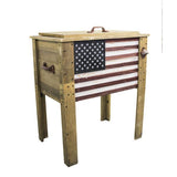 Wooden American Flag Outdoor Patio Cooler