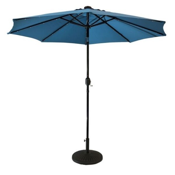 Sun-Ray 9 Feet Round Aqua Solar Lighted Umbrella