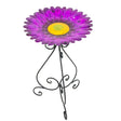 Colorful Purple Flower 24 Inch Metal Bird Bath