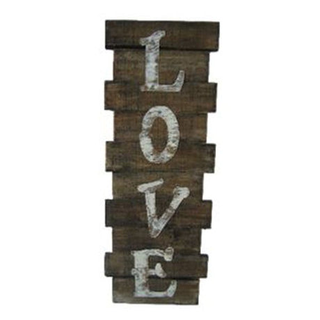 Vintage Distressed Wood Love Sign With Laser Cut Metal Letters