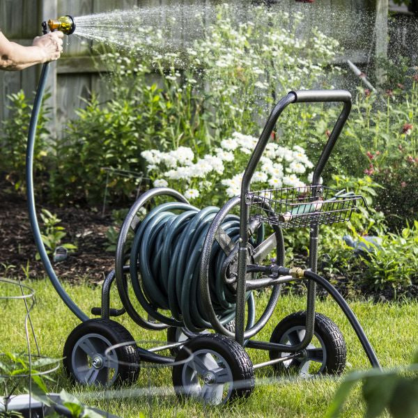 4 Wheel Hose Reel Cart Hammertone Grey Finish