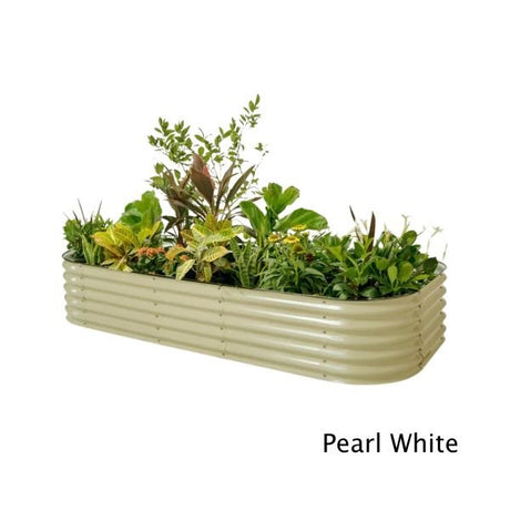 10 In 1 17 Inch Tall Modular Metal Rasied Bed - Nature Hills Nursery - Pearl White - 