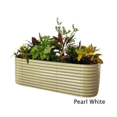 10 In 1 32 Inch Tall Modular Metal Rasied Bed - Nature Hills Nursery - Pearl White - 