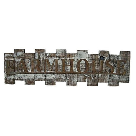 Vintage Distressed Wood Farmhouse Sign With Laser Cut Metal Letters