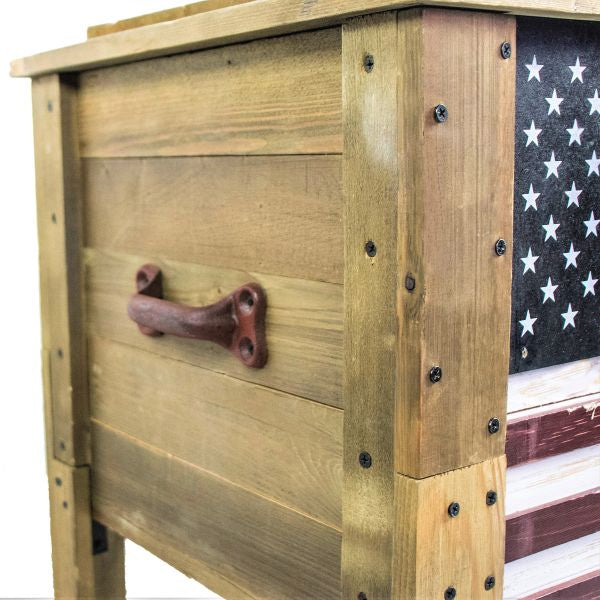 Wooden American Flag Outdoor Patio Cooler