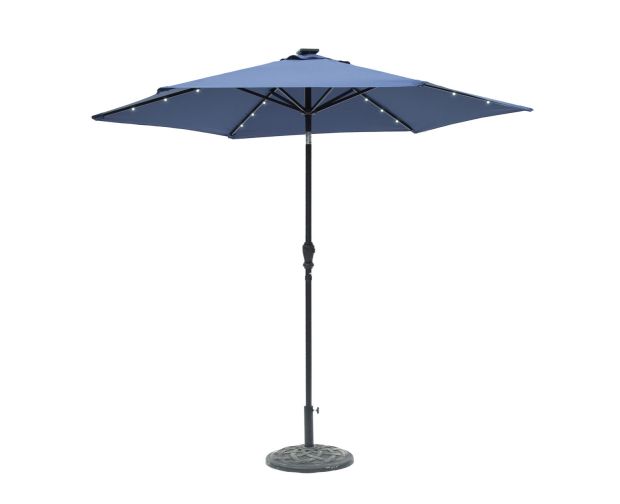 Sun-Ray Navy Round 6 Rib Steel Solar Lighted Umbrella