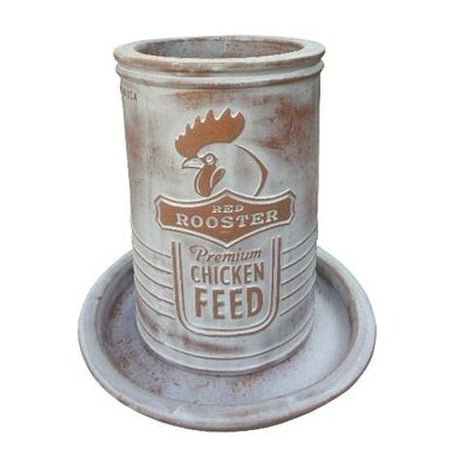 Vintage Pottery Rustic White 11 Inch Chicken Feeder Planter