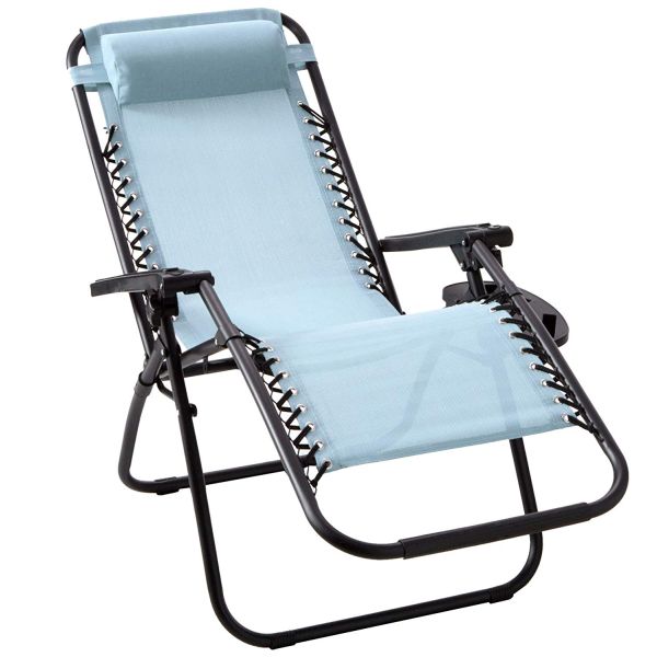 Anti-Gravity Light Blue Patio Chair With Removable Cupholder