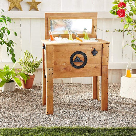 Wooden Rustic Mountain Outdoor Patio Cooler