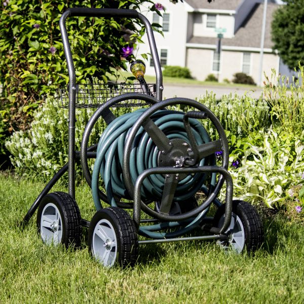 4 Wheel Hose Reel Cart Hammertone Grey Finish