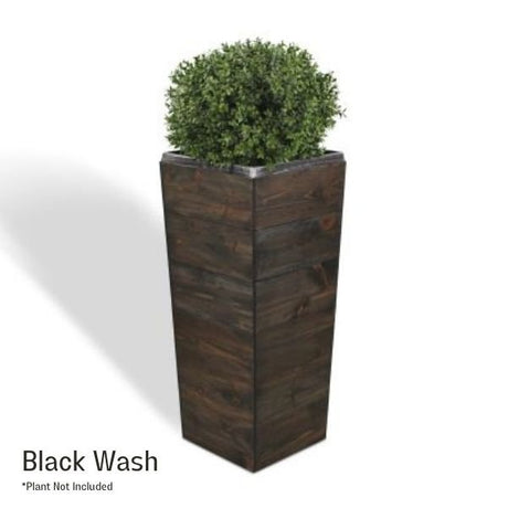 33 Inch Square Tapered Wooden Planter - Nature Hills Nursery - Mocha Finish - 