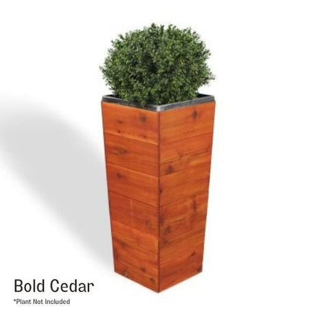 33 Inch Square Tapered Wooden Planter - Nature Hills Nursery - Mocha Finish - 