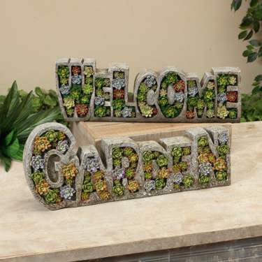 Succulent Garden and Welcome Signs