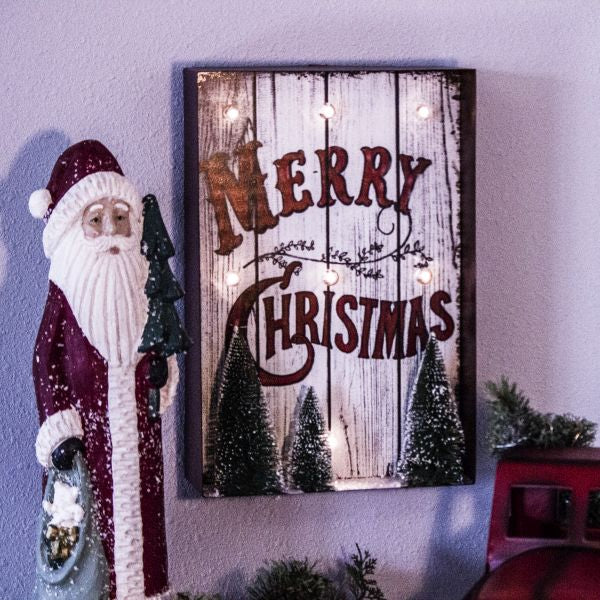 Merry Christmas Holiday Sign With LED Light