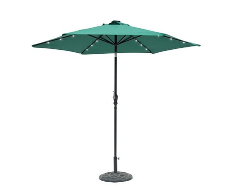 Sun-Ray Hunter Green Round 6 Rib Steel Solar Lighted Umbrella