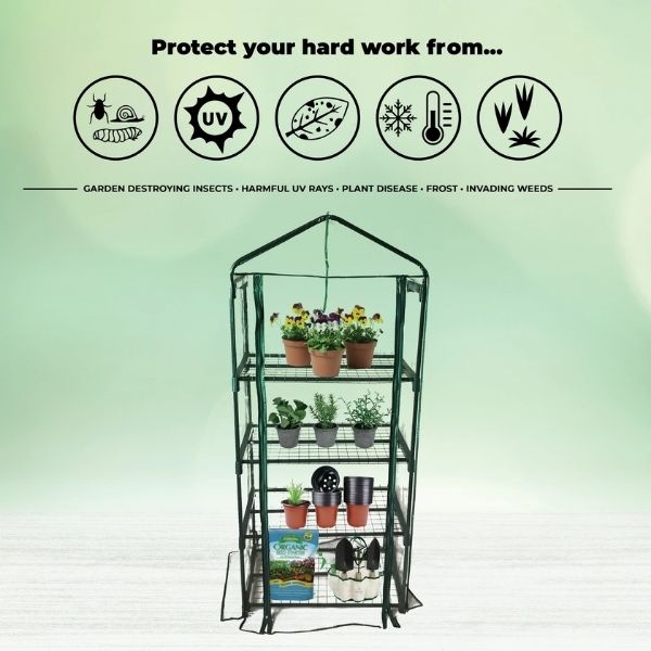 Mini Greenhouse 4-Tier Growing Rack with Carry Bag