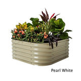 4 in 1 17 Inch Modular Metal Raised Bed - Nature Hills Nursery - Pearl White - 