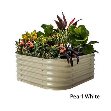 4 in 1 17 Inch Modular Metal Raised Bed - Nature Hills Nursery - Pearl White - 