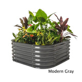 4 in 1 17 Inch Modular Metal Raised Bed - Nature Hills Nursery - Pearl White - 