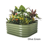 4 in 1 17 Inch Modular Metal Raised Bed - Nature Hills Nursery - Pearl White - 