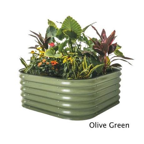 4 in 1 17 Inch Modular Metal Raised Bed - Nature Hills Nursery - Pearl White - 