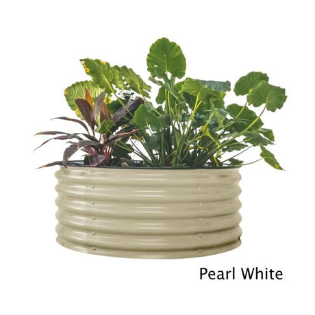 42 Inch Wide 17 Inch Tall Round Metal Raised Garden Bed - Nature Hills Nursery - Pearl White - 