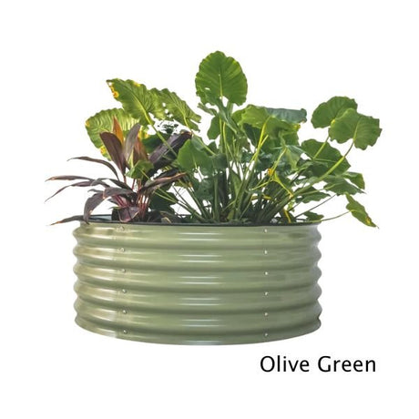 42 Inch Wide 17 Inch Tall Round Metal Raised Garden Bed - Nature Hills Nursery - Pearl White - 
