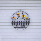 Sunflower Outdoor Welcome Wheel Art