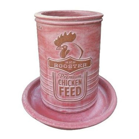 Vintage Pottery Rustic Red 11 Inch Chicken Feeder Planter