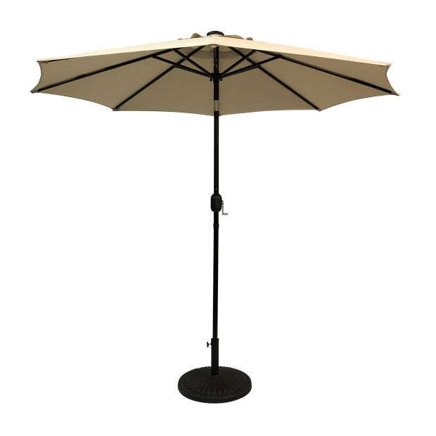 Sun-Ray 9 Feet Round Taupe Solar Lighted Umbrella