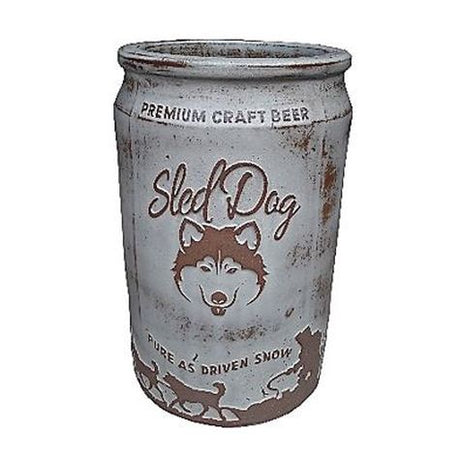 Vintage Pottery Rustic White 12 Inch Sled Dog Brew Craft Beer Can Planter