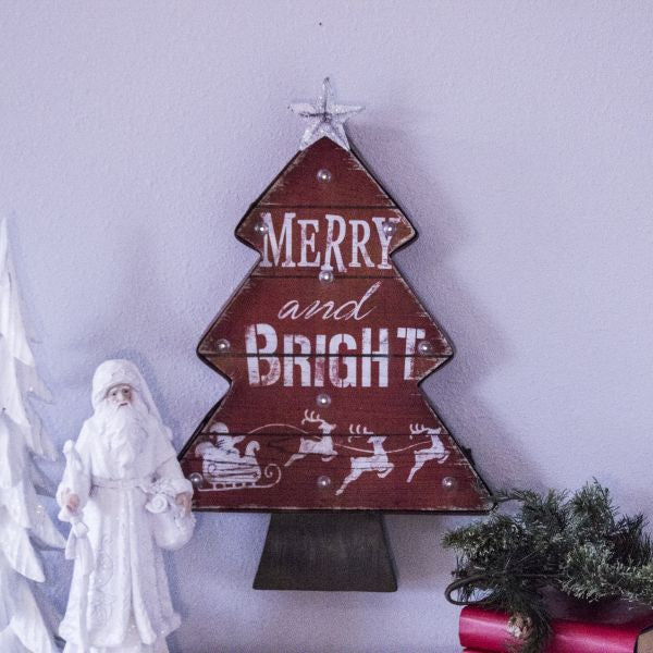 Merry and Bright Hanging Holiday Wall Sign