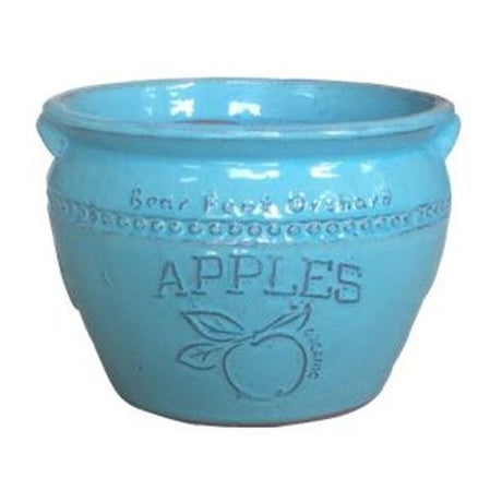 Vintage Pottery Blue 11.5 Inch Apple Planter