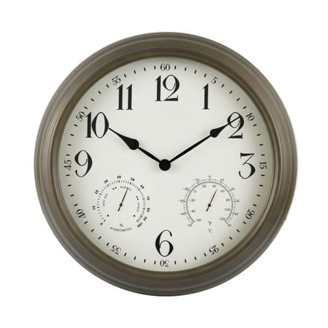 Weather Monitoring Indoor / Outdoor Bronze Colored 16 Inch Wall Clock