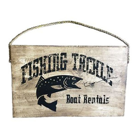 Vintage Distressed Fishing Tackle Wood Sign