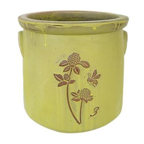 Vintage Pottery Rustic Yellow 11 Inch Heirloom Bee Crock Planter