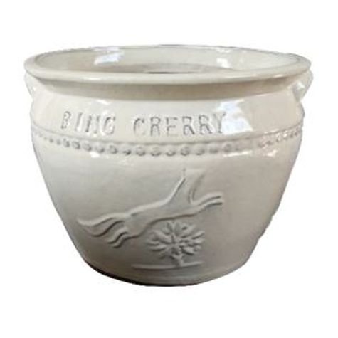 Vintage Pottery Cream 14 Inch Cherry Planter