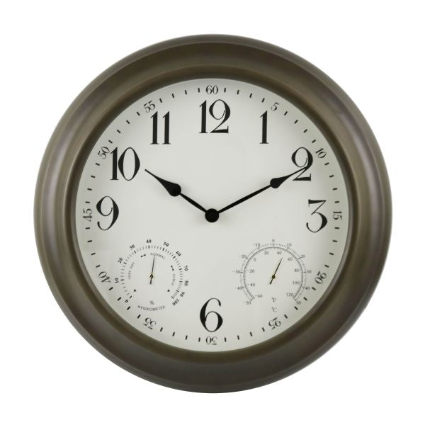 Weather Monitoring Indoor / Outdoor Bronze Colored 24 Inch Wall Clock