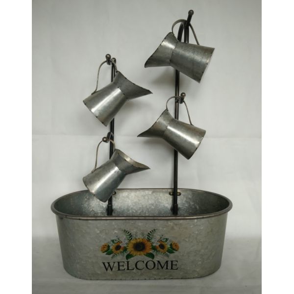 Cascading Galvanized Metal Water Jug Fountain