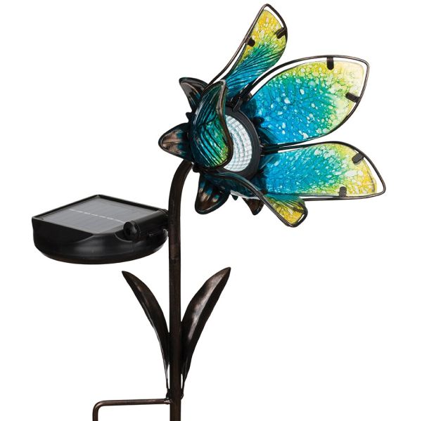 Blue Solar Flower Spotlight Garden Stake