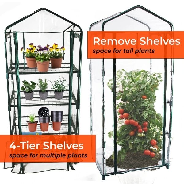 Mini Greenhouse 4-Tier Growing Rack with Carry Bag