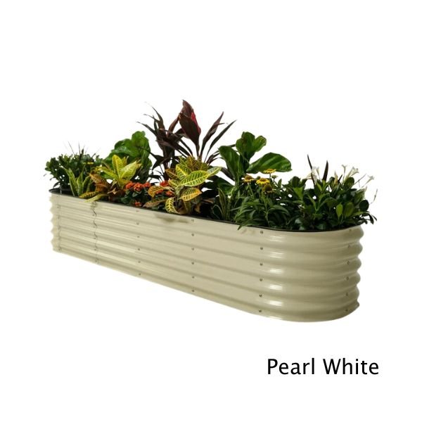 9 In 1 17 Inch Modular Metal Raised Bed - Nature Hills Nursery - Pearl White - 