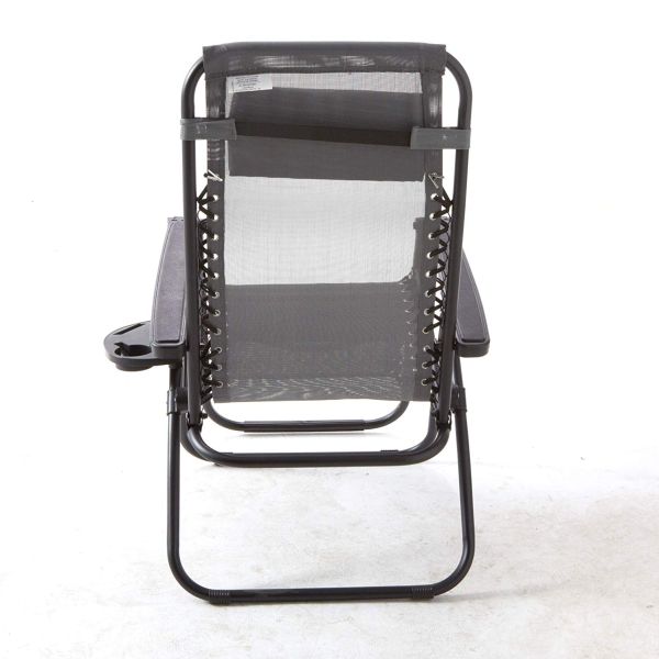 Anti-Gravity Grey Patio Chair With Removable Cupholder