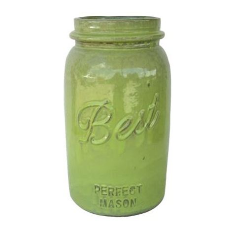 Vintage Pottery Green 11 Inch Tall Mason Jar