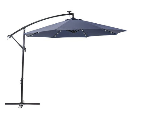 Sun-Ray 10 Feet Round Navy Offest Solar Umbrell With Cross Base