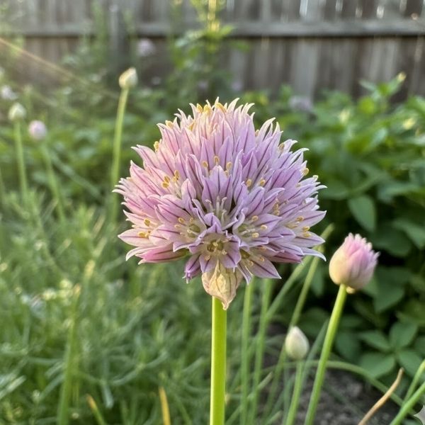 Chivette Chives (Allium), A culinary herb with finely cut, onion-flavored leaves and delicate pink-lavender flower clusters. Excellent for herb gardens.