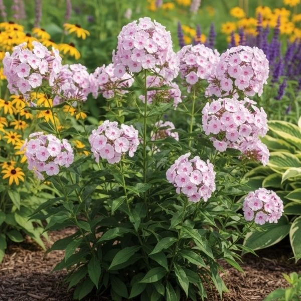 Proven Winners Opalescence Tall Garden Phlox. This robust mildew-resistant and reblooming perennial features long, strong stems and dense, healthy green leaves for garden borders.