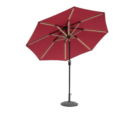 Sun-Ray Scarlet Round Next Gen Solar Lighted Umbrella